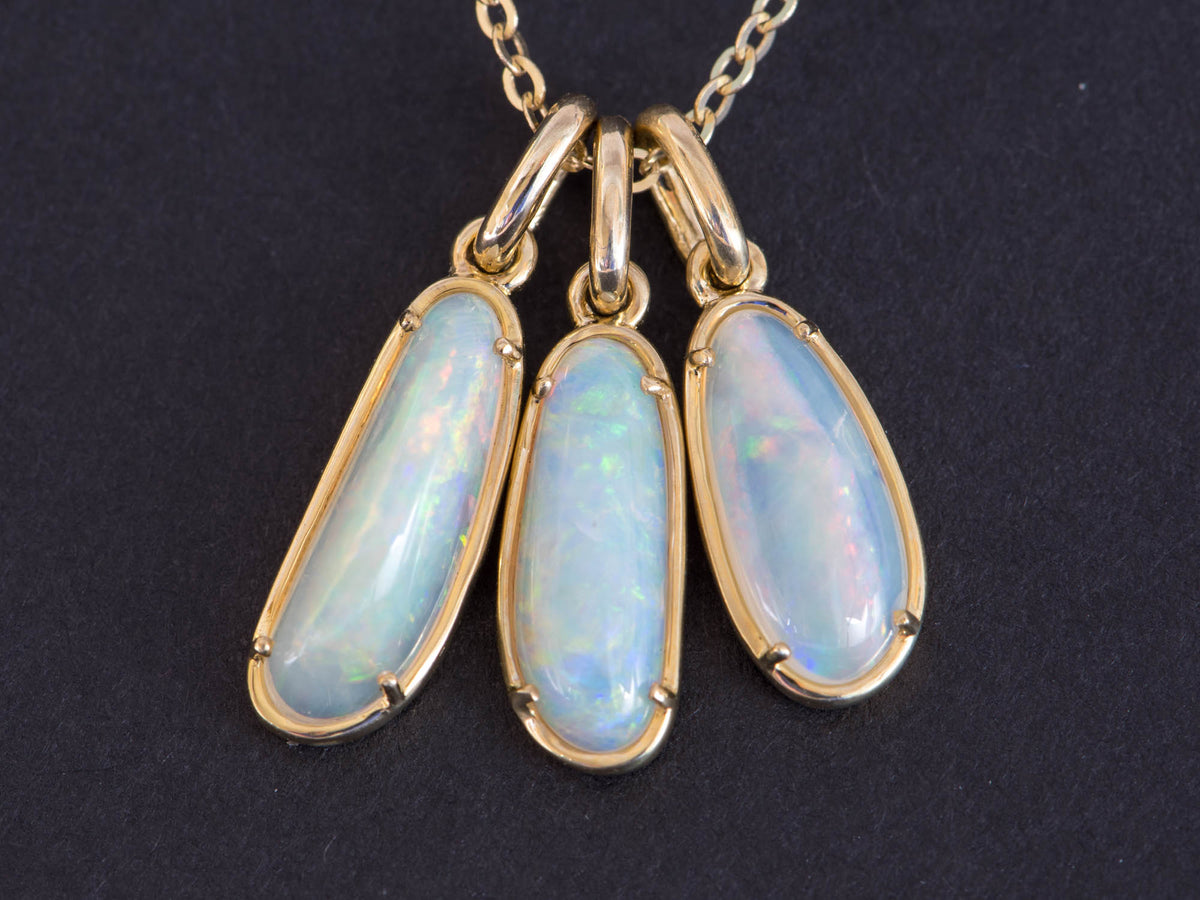Solid Australian Opal with Beautiful Flash of Fire 9K Yellow Gold Pendant Charm R4079 Aurora Designer