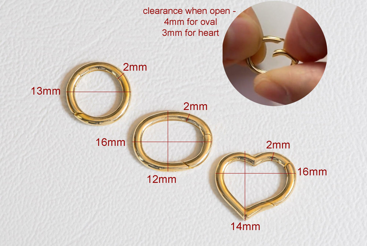 Push Gate Large Heart Shape 16x14mm 14K Gold Pendant Holder Enhancer M4008 Aurora Designer