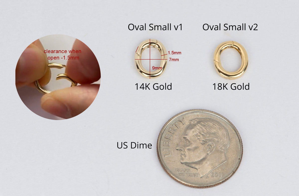 Push Gate Small Oval 9x7mm 14K Gold Pendant Holder Enhancer M4007S Aurora Designer