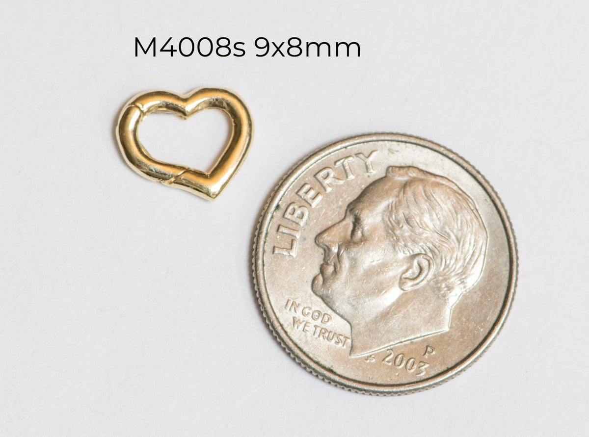 Push Gate Small Heart Shape 9x8mm 14K Gold Pendant Holder Enhancer M4008S Aurora Designer