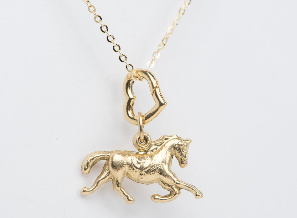 Small Heart-Shaped Spring Gate Closure Charm Clasp 18K Yellow Gold M4008S Aurora Designer