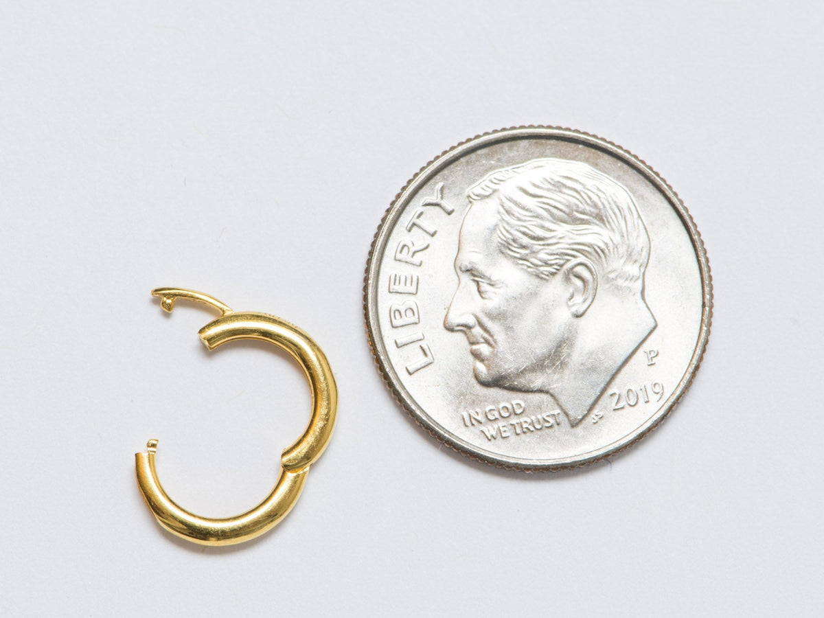 Small Circle 9mm 14K Gold Charm Holder with Hidden Safety Latch M4025 Aurora Designer