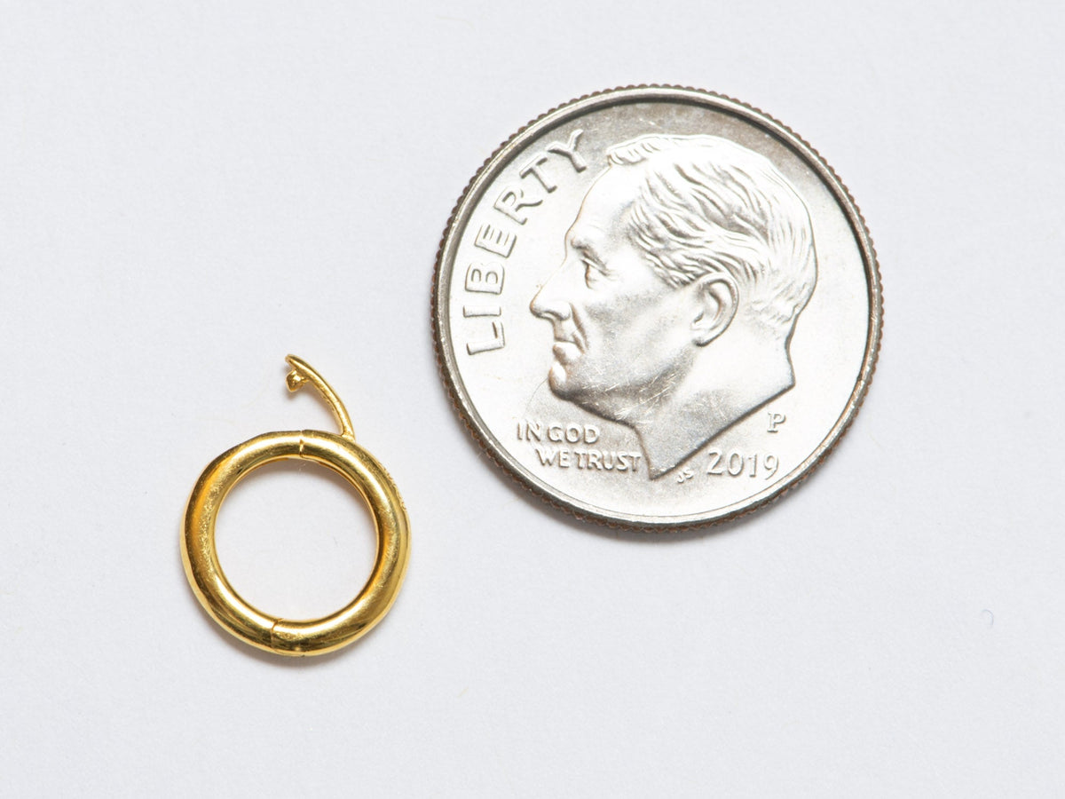 Small Circle 9mm 14K Gold Charm Holder with Hidden Safety Latch M4025 Aurora Designer