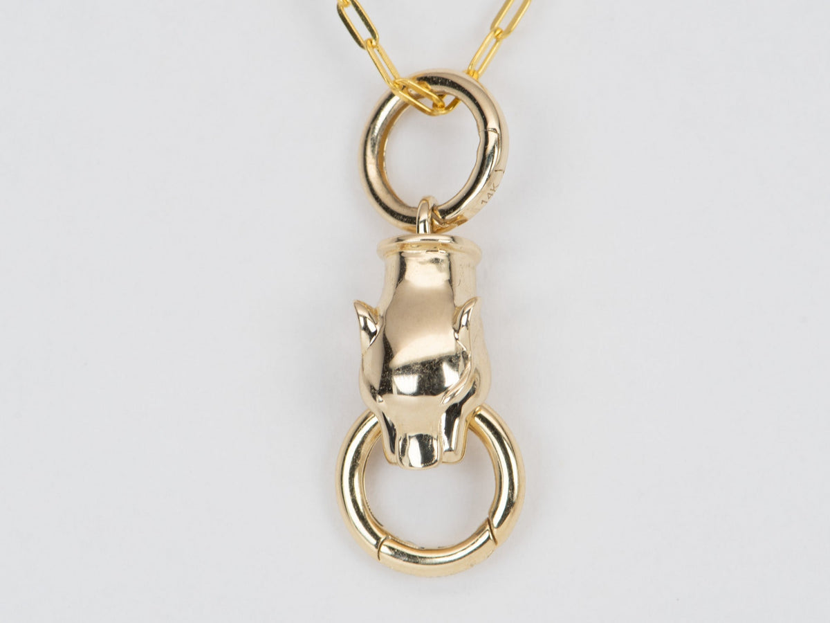 Double Panther Head 14K Gold Chain Connector M4040 Aurora Designer