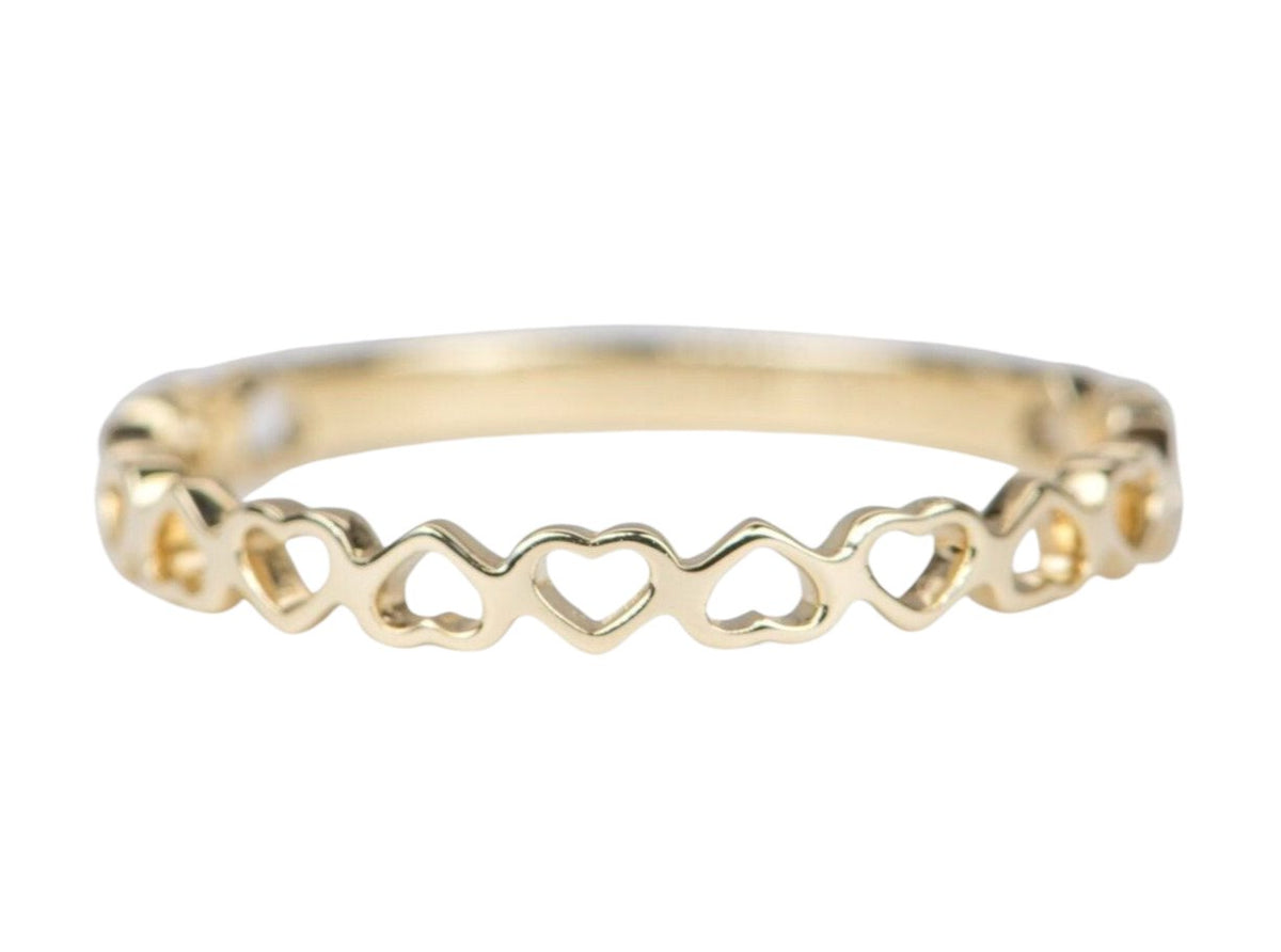 Alternating Heart 14K Gold Wedding Band M5006 Aurora Designer