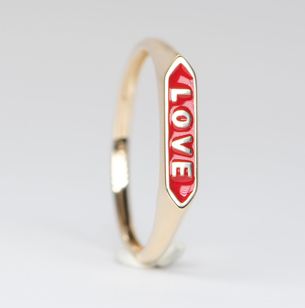 Solid 14K Gold Personalization Signet Letter Enamel Ring AD2046 Aurora Designer