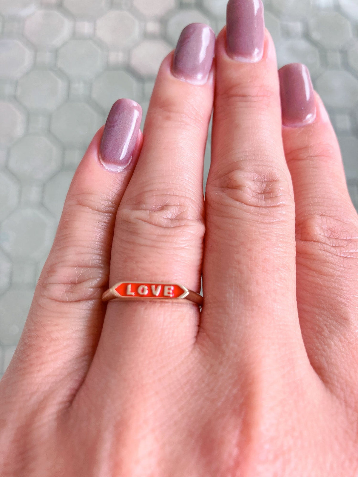 Solid 14K Gold Personalization Signet Letter Enamel Ring AD2046 Aurora Designer