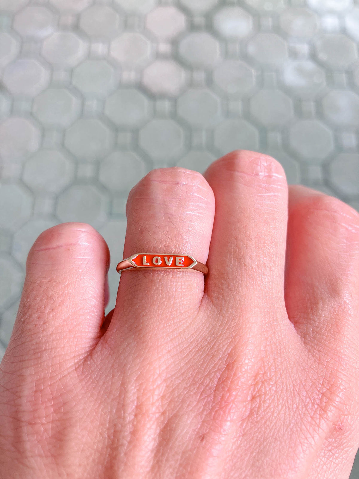 Solid 14K Gold Personalization Signet Letter Enamel Ring AD2046 Aurora Designer