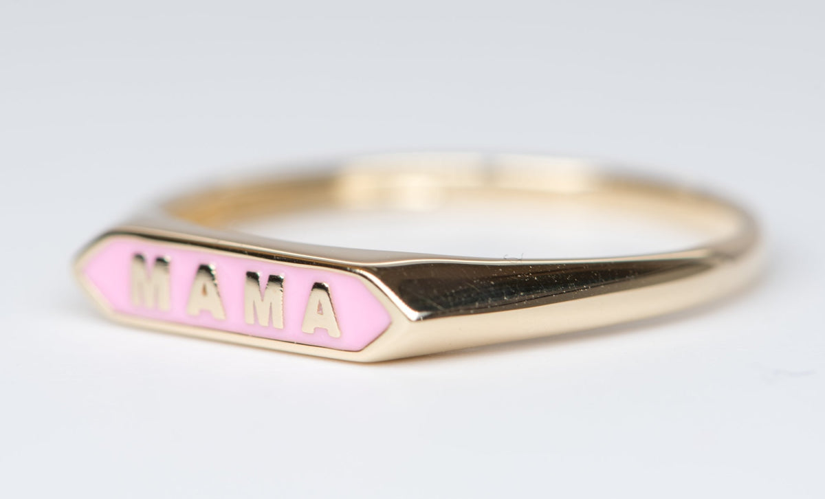 Solid 14K Gold Personalization Signet Letter Enamel Ring AD2046 Aurora Designer