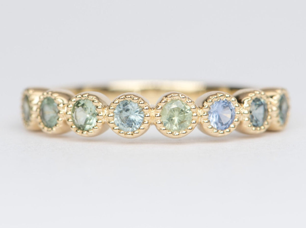 0.7ct Montana Sapphire Milgrain Bezel Set Wedding Band 14K Gold M5047 Aurora Designer