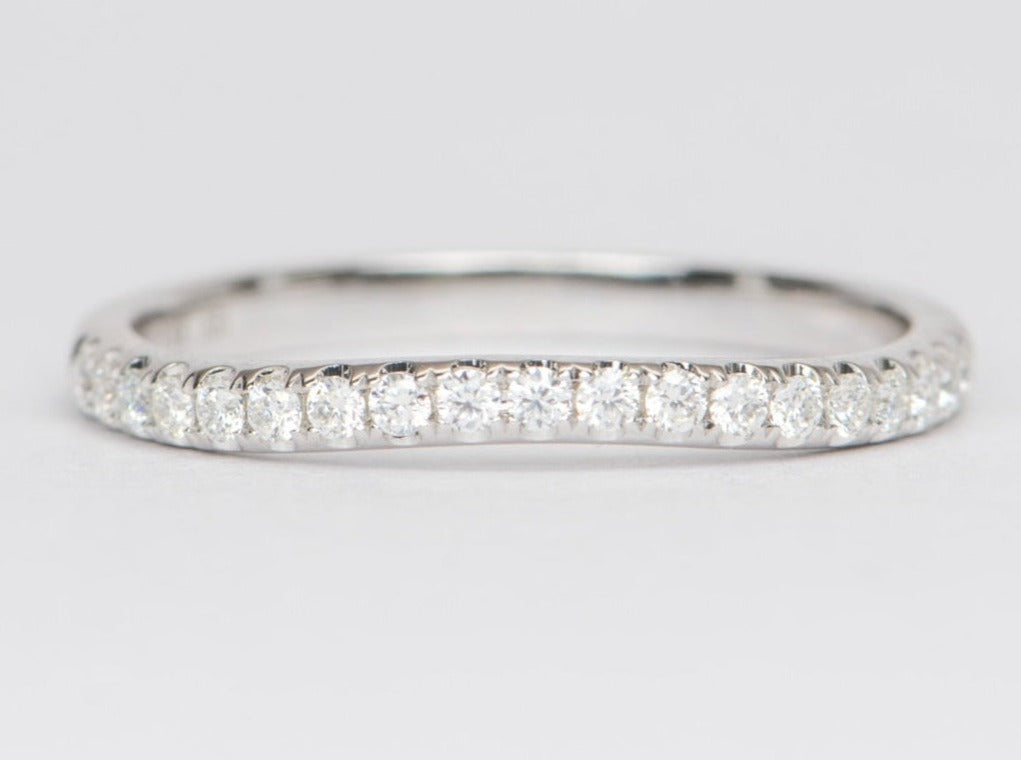 0.2ct Moissanite Pave Wedding Band with Slight Curve 14K Gold M5049 Aurora Designer