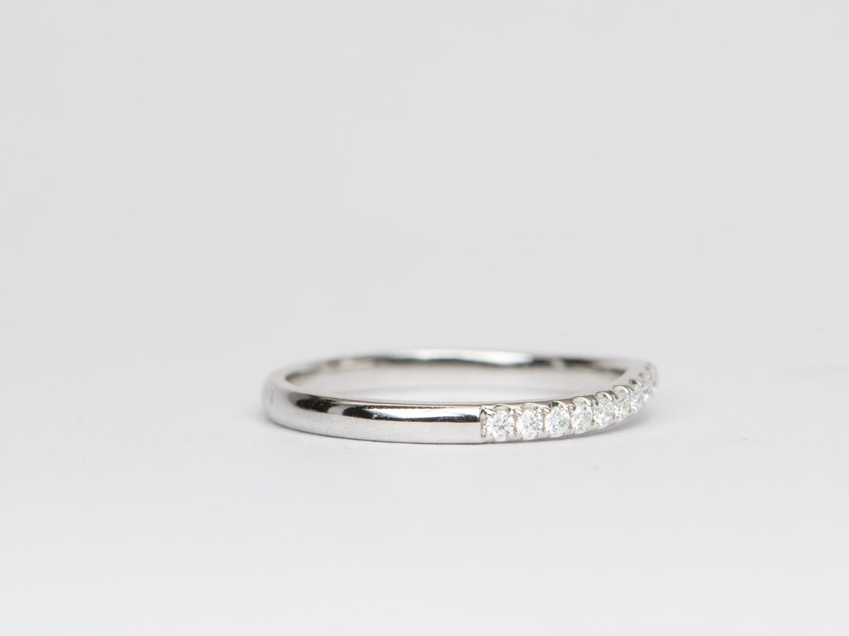 0.2ct Moissanite Pave Wedding Band with Slight Curve 14K Gold M5049 Aurora Designer