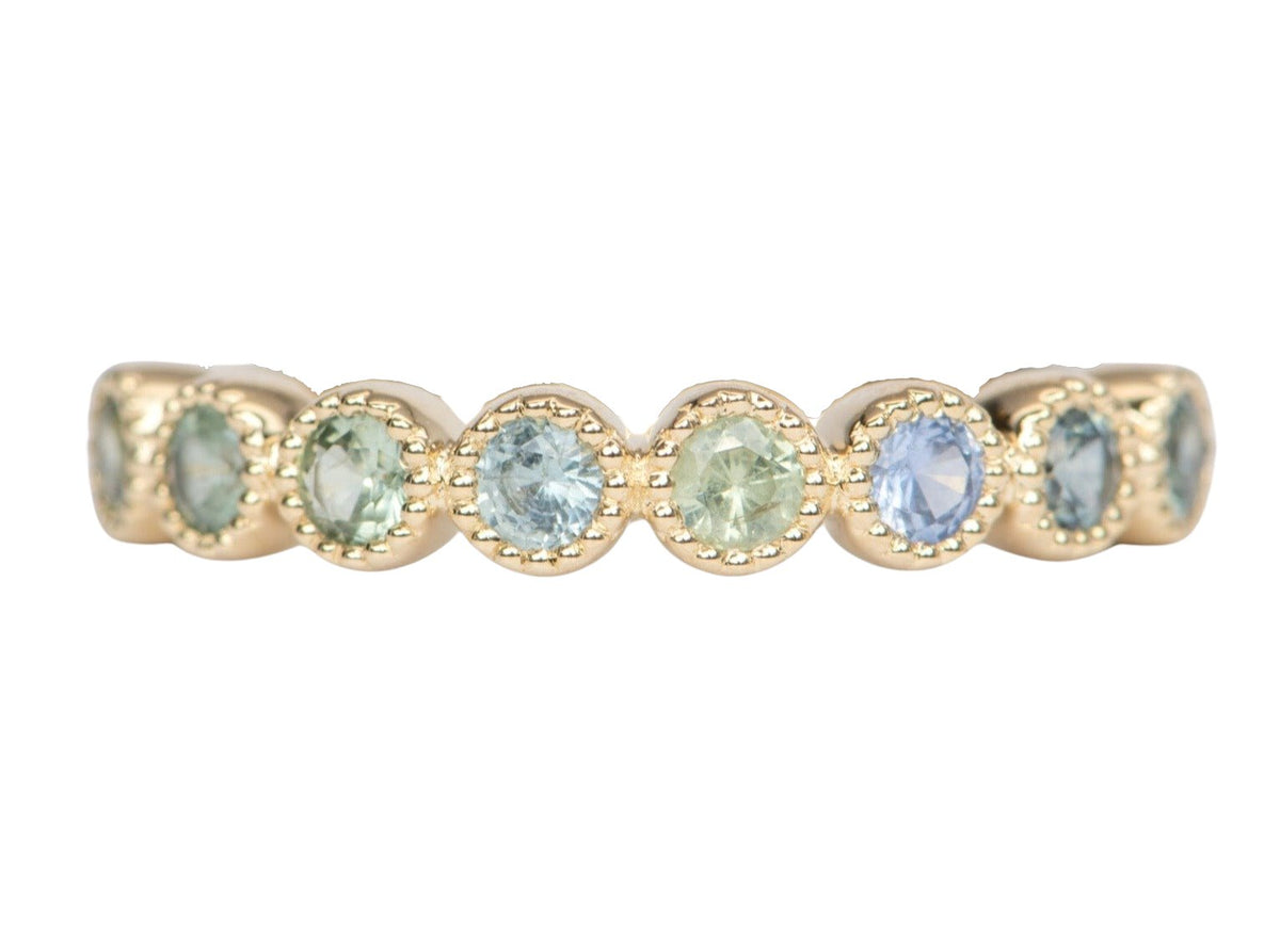 0.7ct Montana Sapphire Milgrain Bezel Set Wedding Band 14K Gold M5052 Aurora Designer