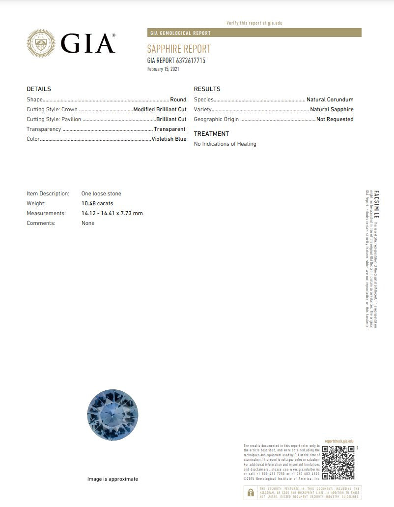 10.48ct Round Shape GIA-Certified Natural Sapphire 14.12-14.41*7.73mm PS578 Aurora Designer