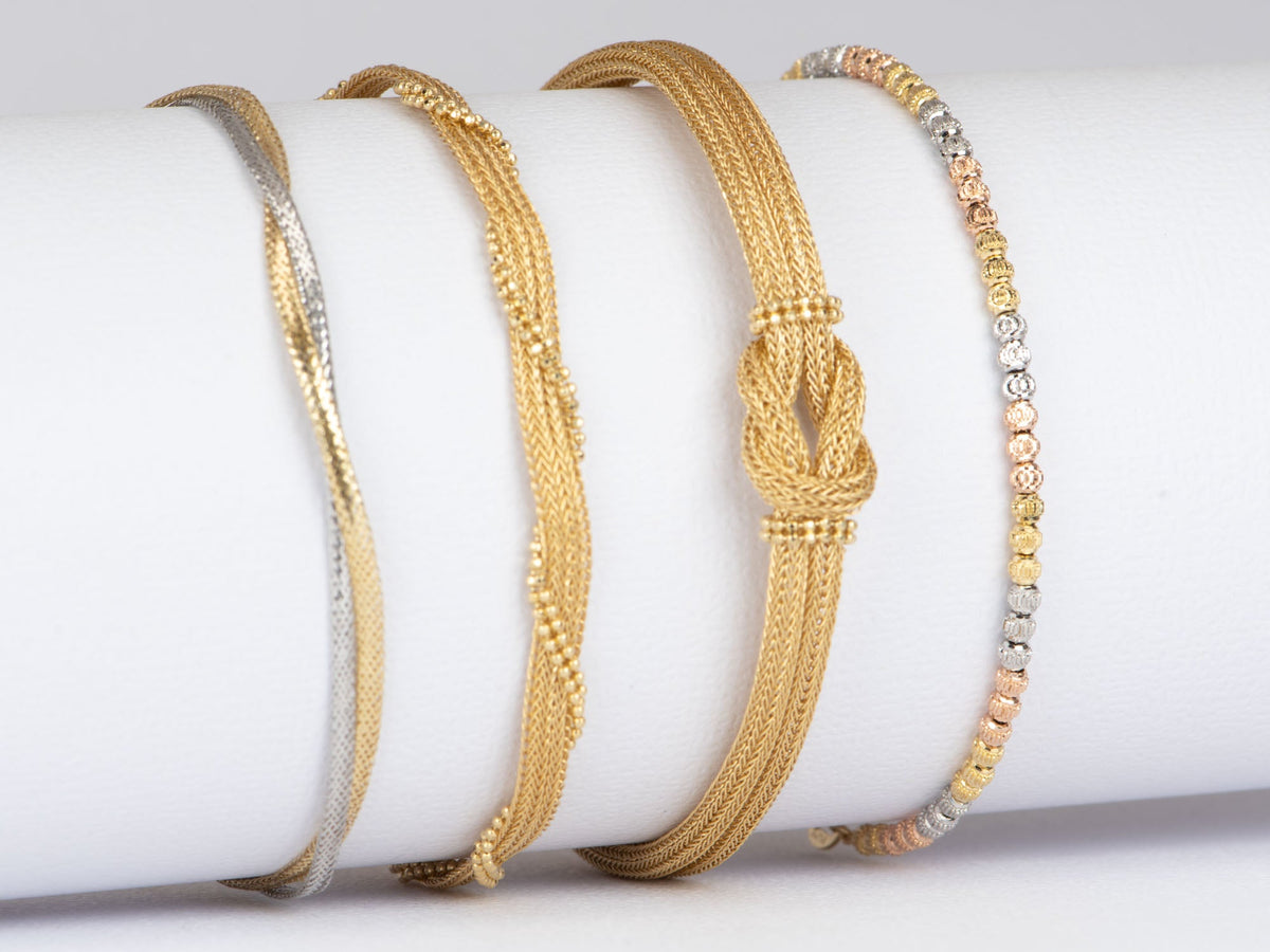 18K Gold Braided Woven Knot Bracelet 8.13g R2030 Aurora Designer