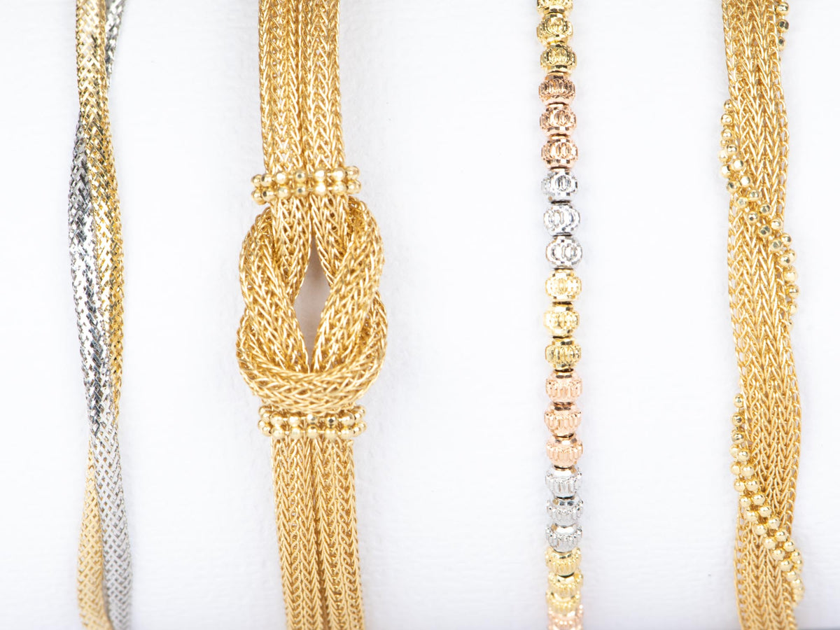 18K Gold Braided Woven Knot Bracelet 8.13g R2030 Aurora Designer
