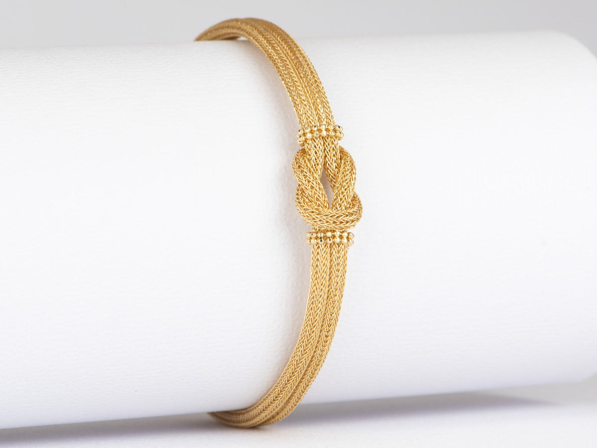 18K Gold Braided Woven Knot Bracelet 8.13g R2030 Aurora Designer