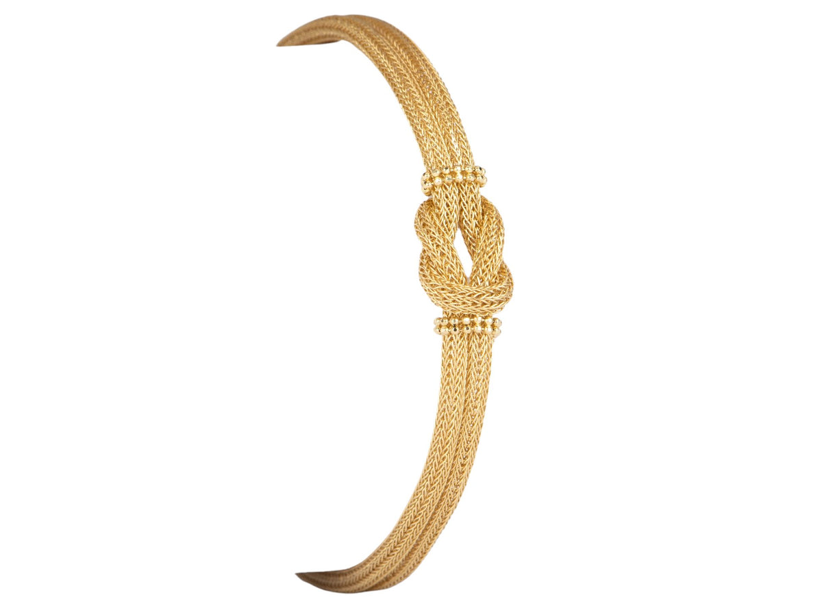 18K Gold Braided Woven Knot Bracelet 8.13g R2030 Aurora Designer