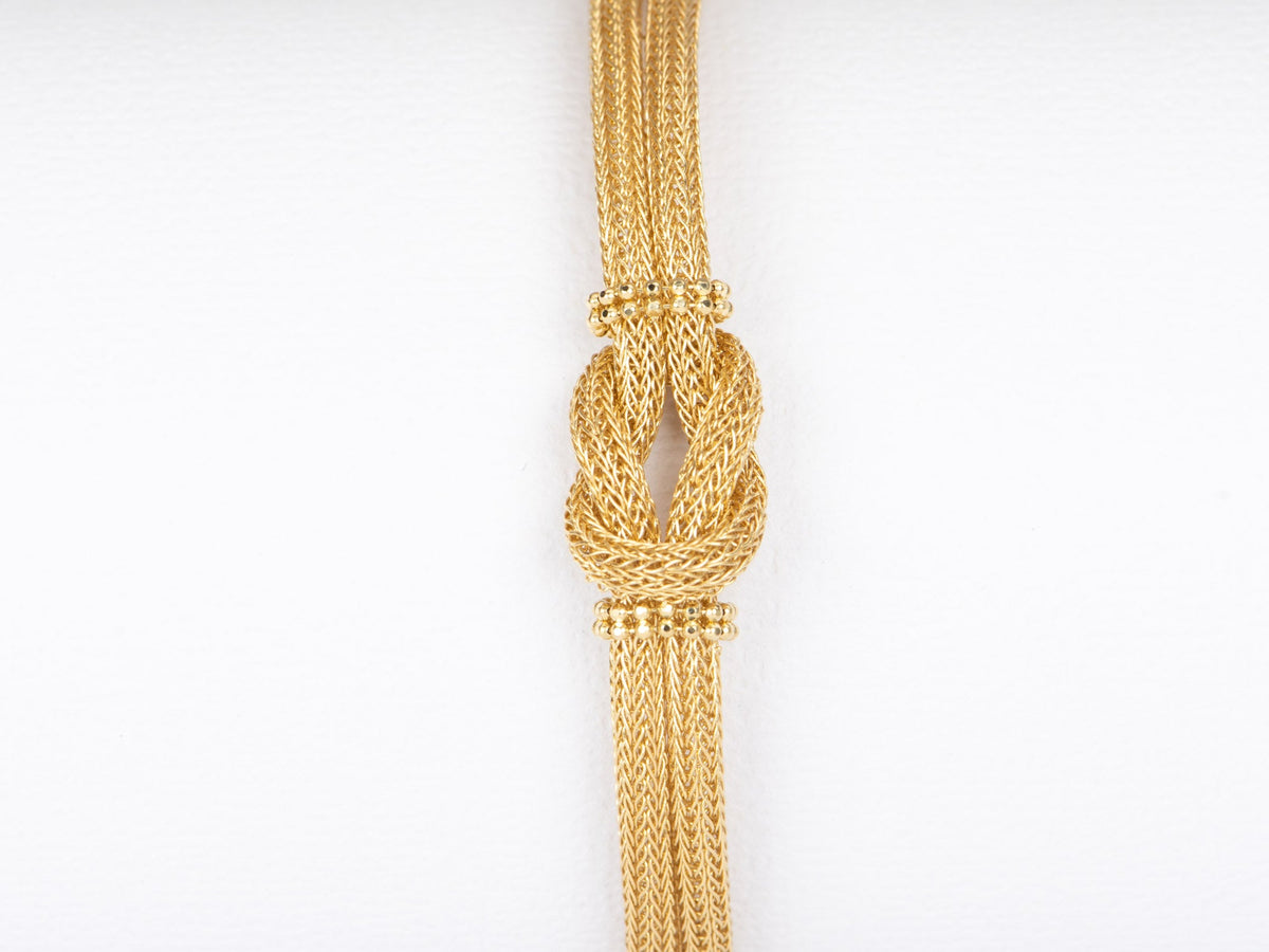 18K Gold Braided Woven Knot Bracelet 8.13g R2030 Aurora Designer