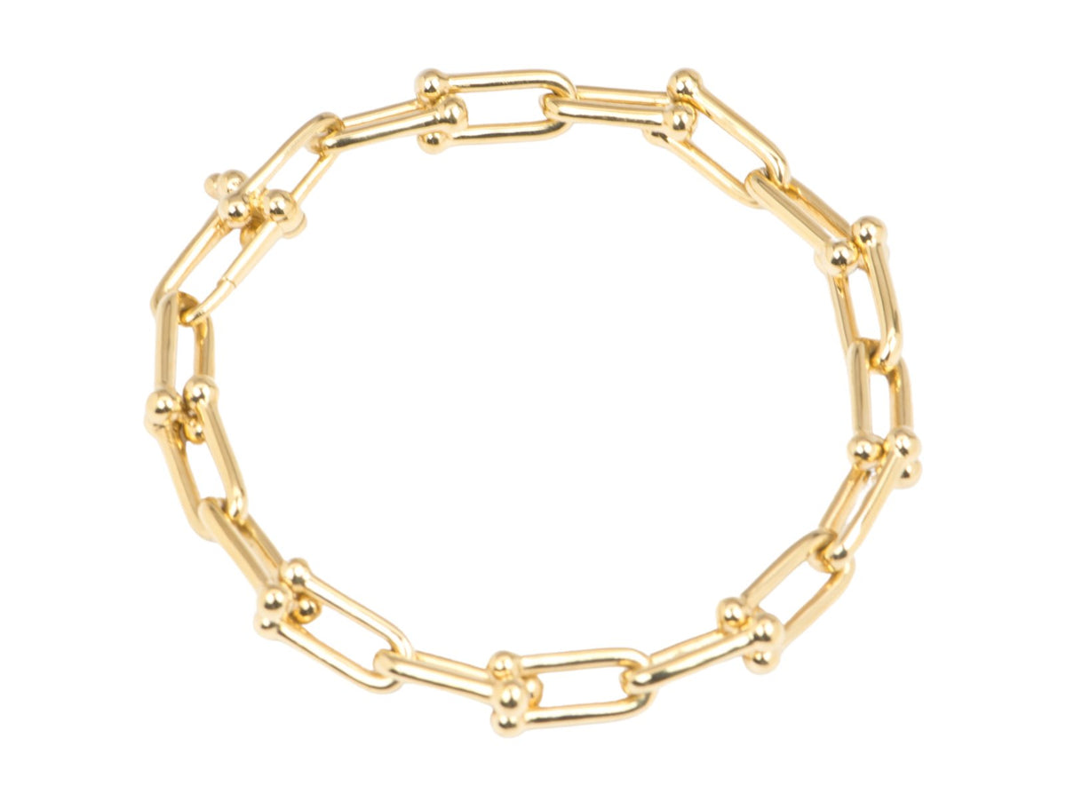 Horseshoe Link Bracelet Solid 18K Gold 10.67g R2033 Aurora Designer
