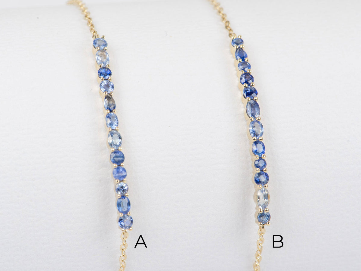 Morse Code LOVE Mixed Sapphire Bracelet 14K Gold R2038 Aurora Designer