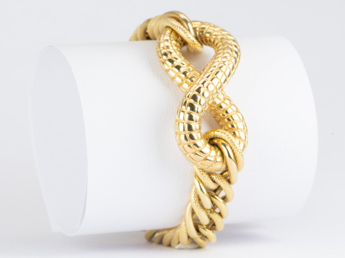 Chunky Bracelet with Snake Scale Texture 14K Gold 24g R2044 Aurora Designer