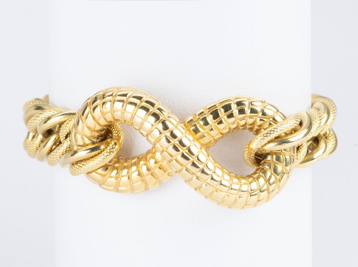 Chunky Bracelet with Snake Scale Texture 14K Gold 24g R2044 Aurora Designer