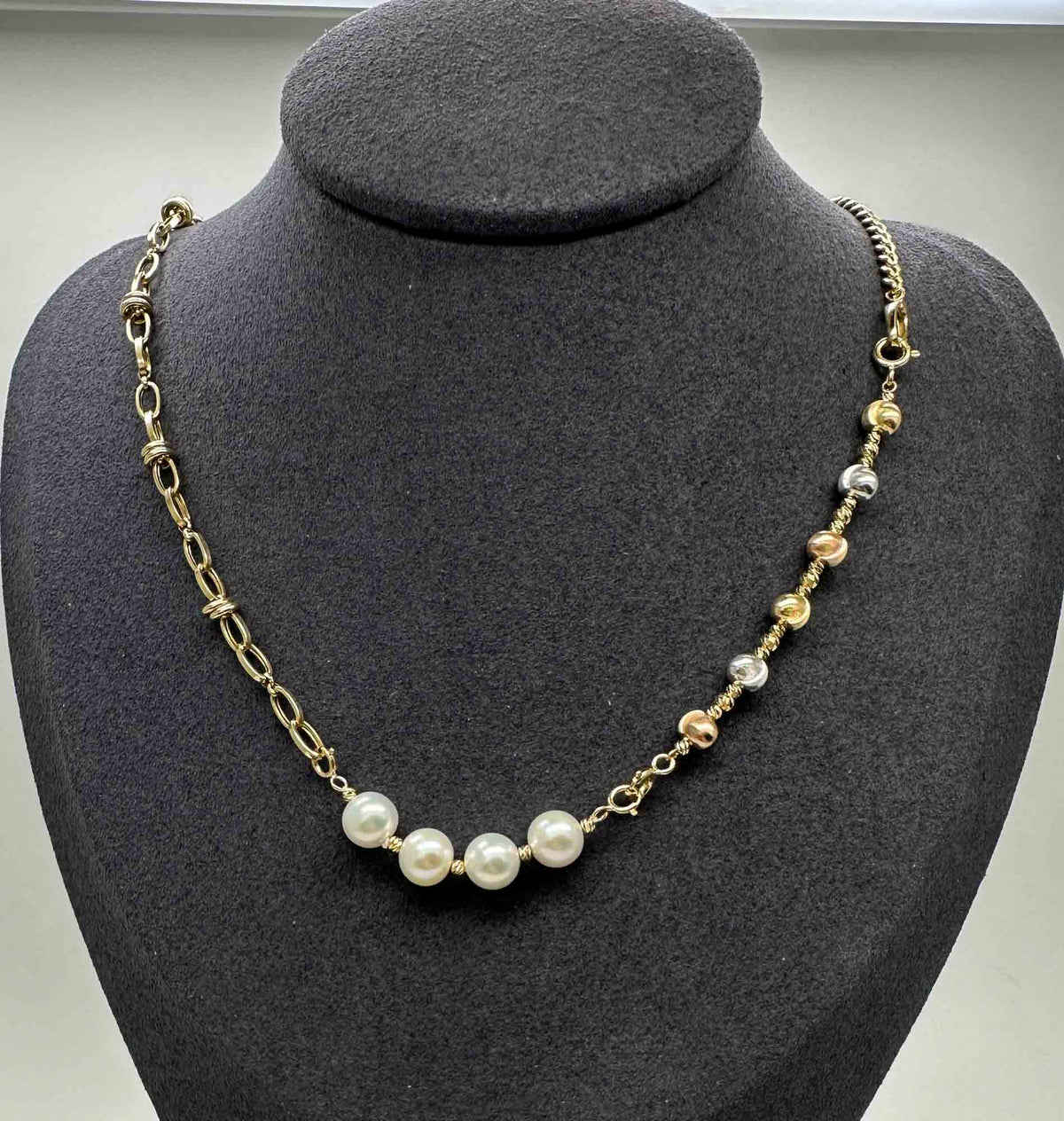 7mm Pearl and 18K Gold Extension Chain R2050 Aurora Designer