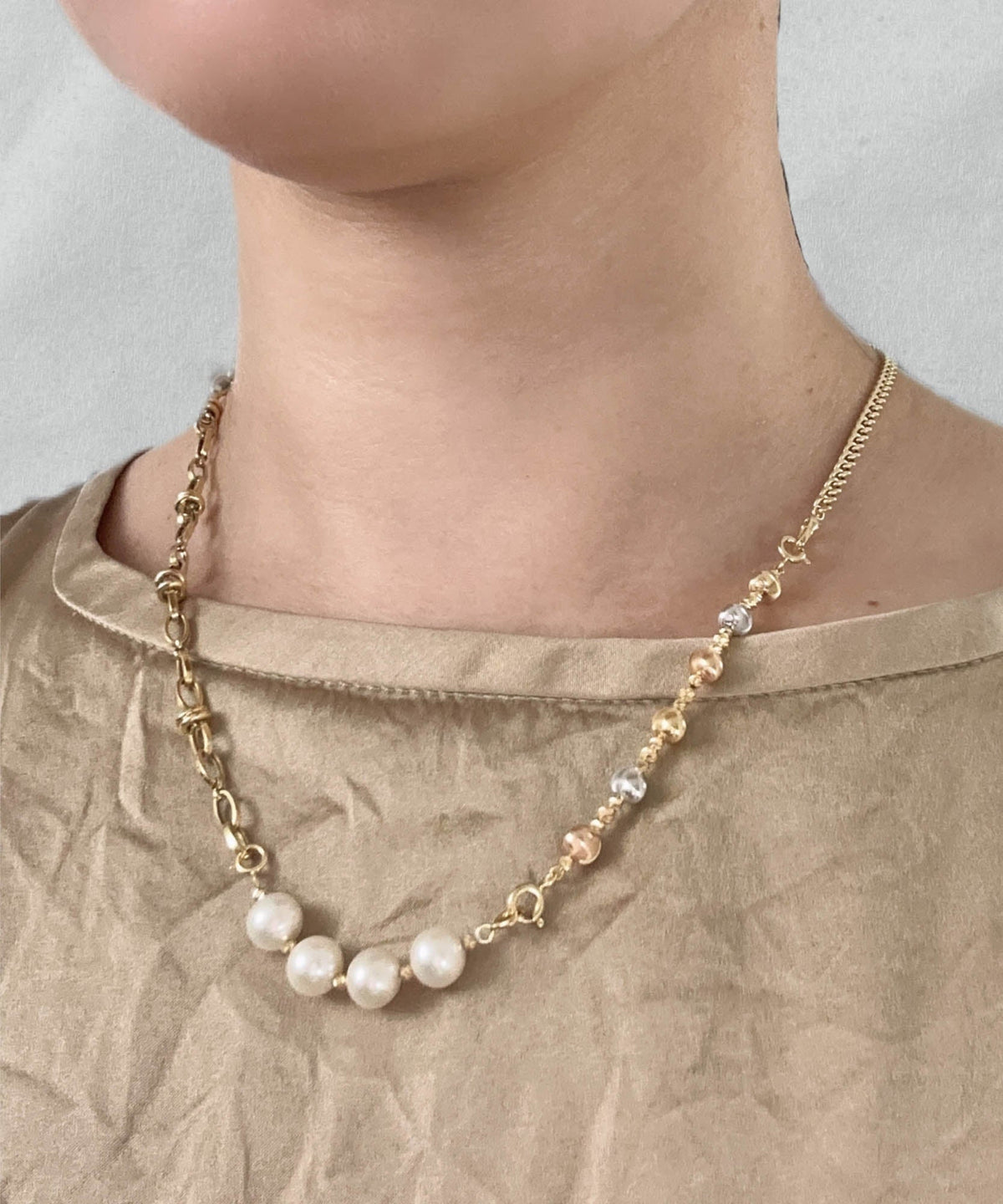 7mm Pearl and 18K Gold Extension Chain R2050 Aurora Designer