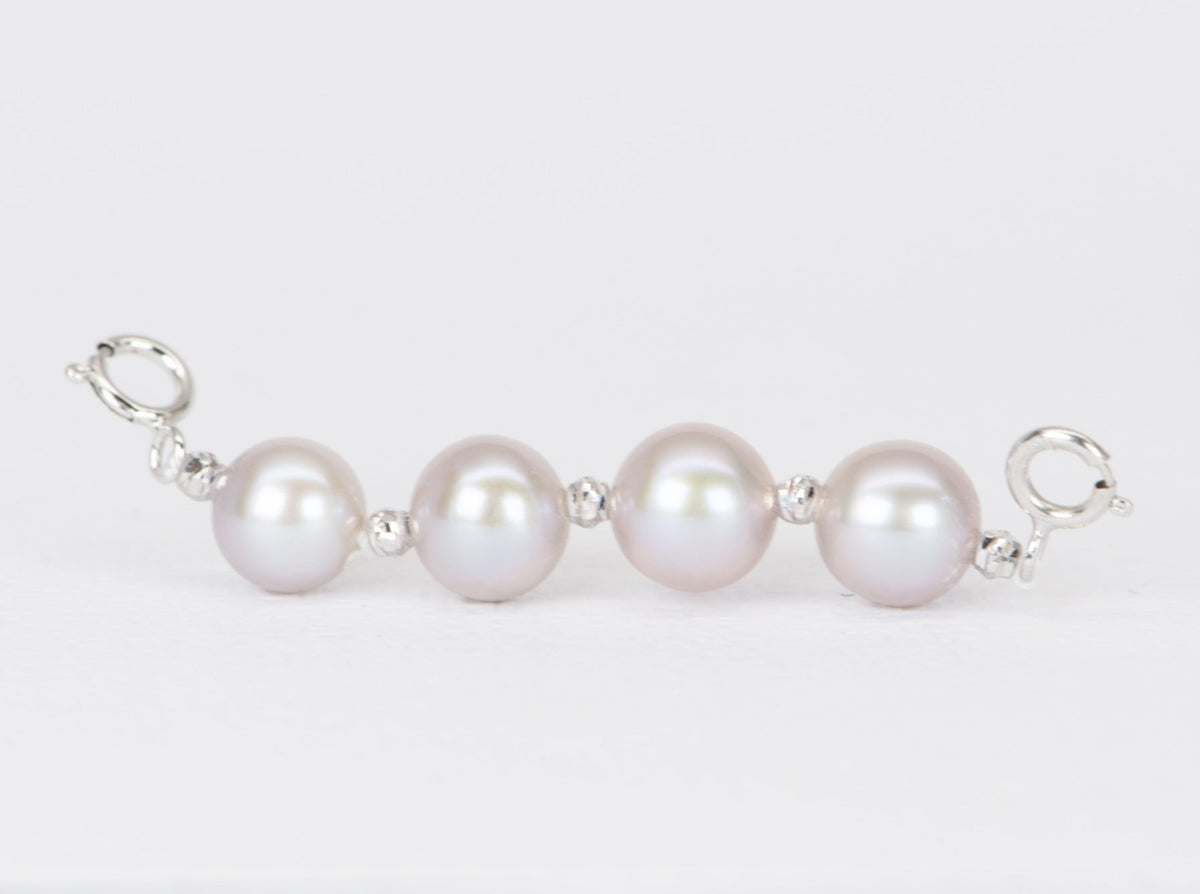 6mm Light Gray Pearl and 18K Gold Extension Chain R2049 Aurora Designer