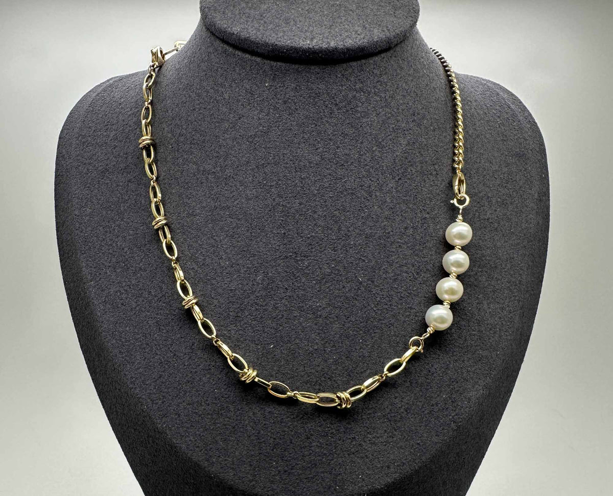 7mm Pearl and 18K Gold Extension Chain R2050 Aurora Designer