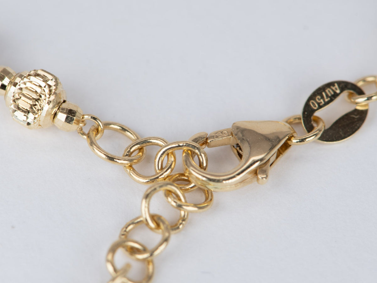 Tri-Color Solid 18K Gold Diamond Cut Sparkly Bead Bracelet 4.9g R2053 Aurora Designer