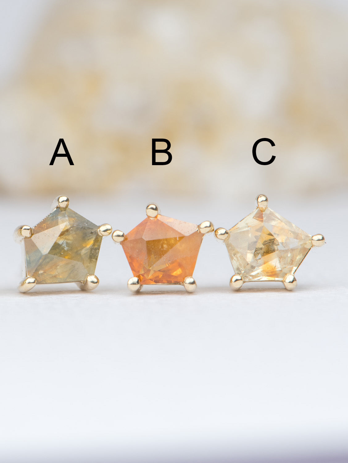 Parti-Color Geo Cut Montana Sapphire Earrings Single Ear Studs 14K Yellow Gold R3040-2 Aurora Designer