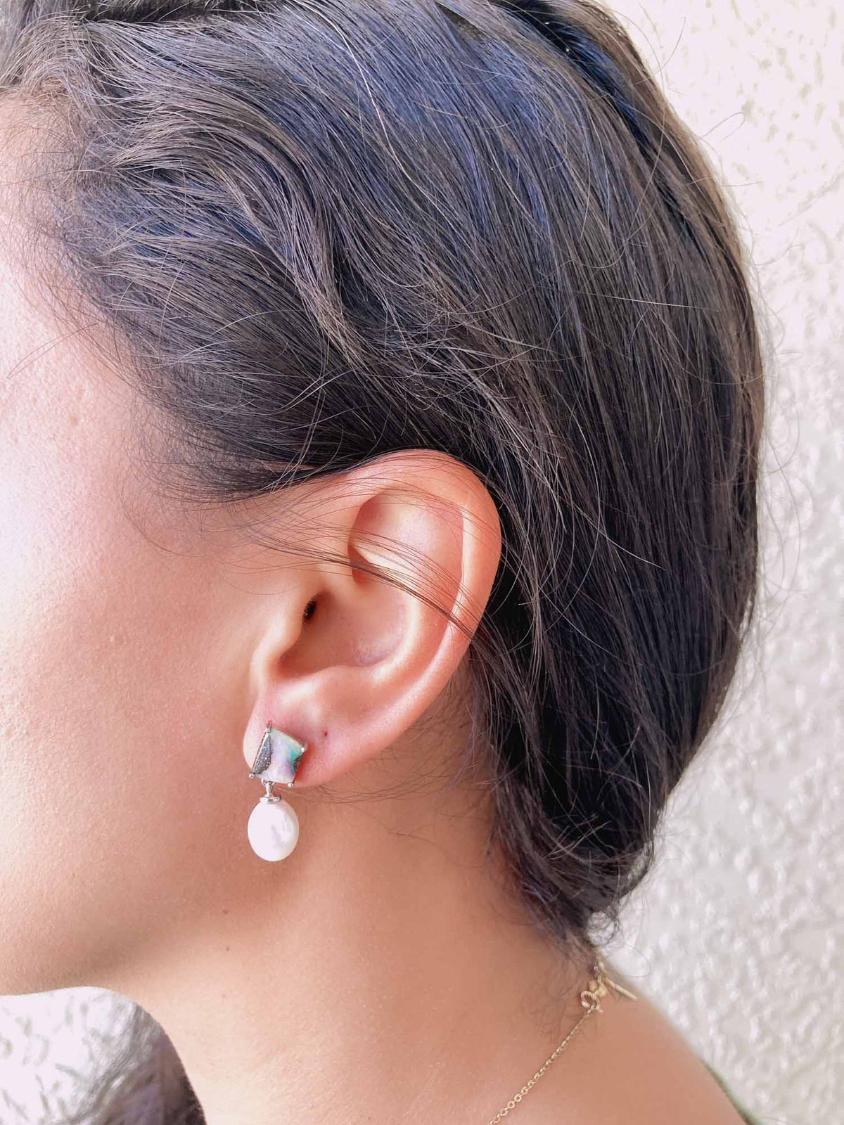 Solid Australian Boulder Opal with Freshwater Pearl Earrings 14K White Gold R3071 Aurora Designer