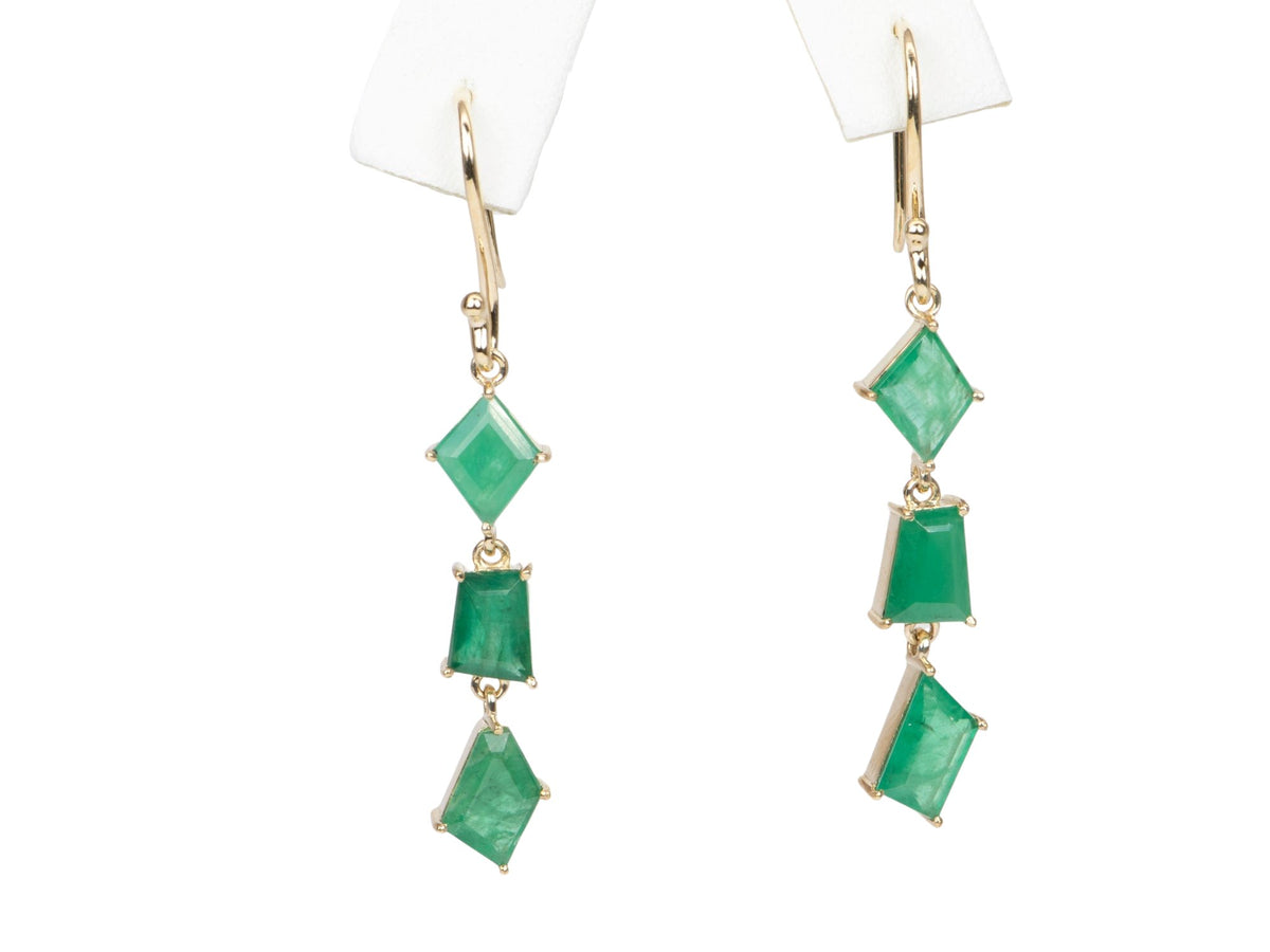 4.48ct Brazilian Emerald Dangle Earrings 9K Gold R3108 Aurora Designer