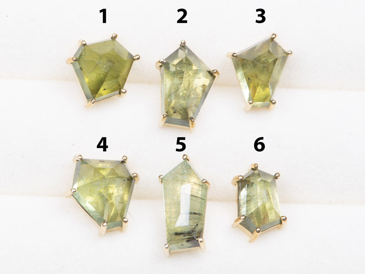 Geometric Peridot Ludwigite 9K Gold Earring R3115 Aurora Designer