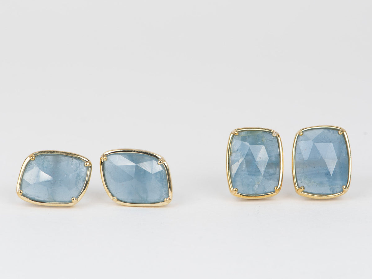 Copy of Aquamarine Carving Dangle Earrings Montana Sapphire Studs 14K White Gold R3055 Aurora Designer