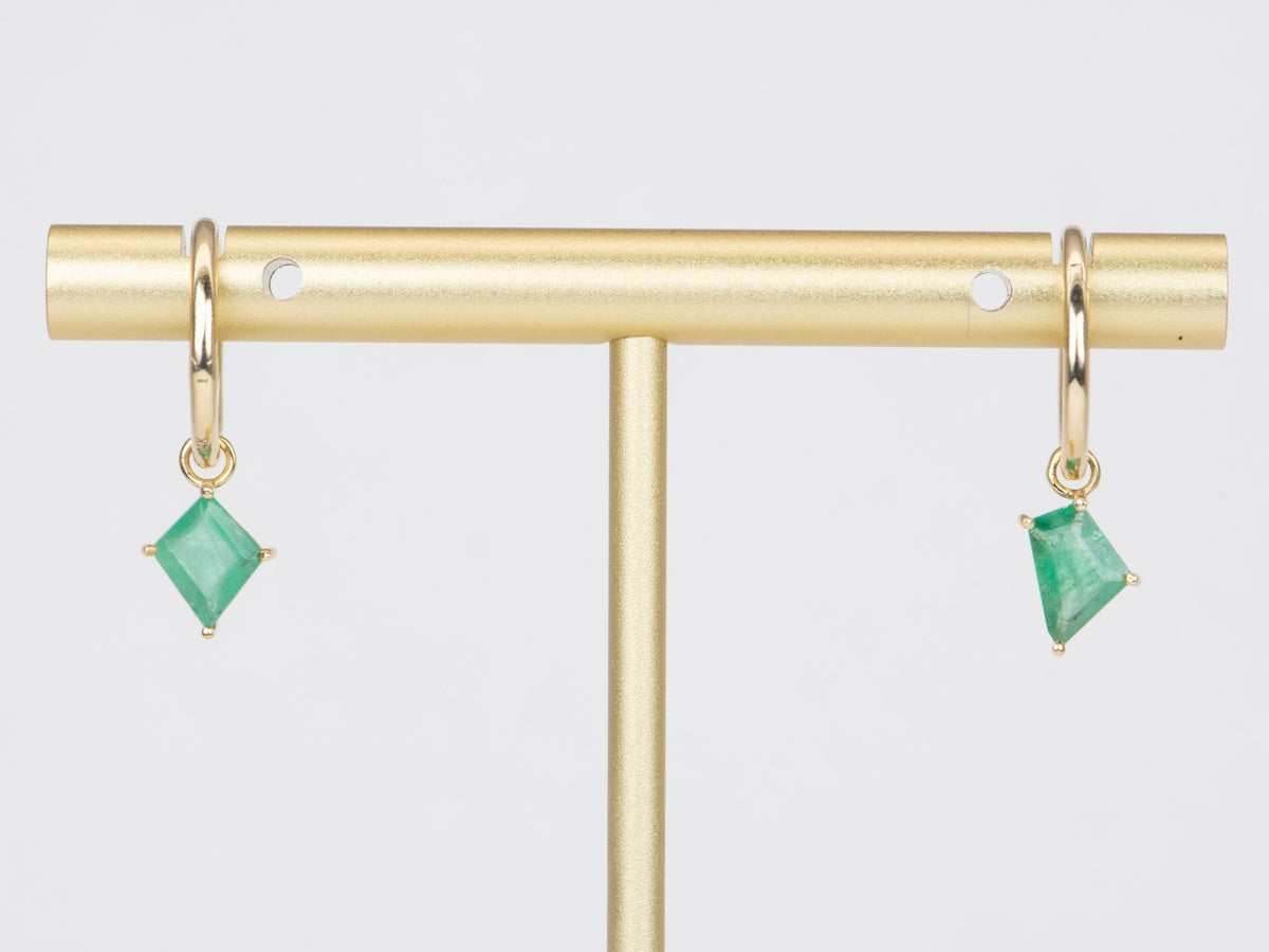 Geometric Emerald Ear Dangle 9K Gold R3119 Aurora Designer