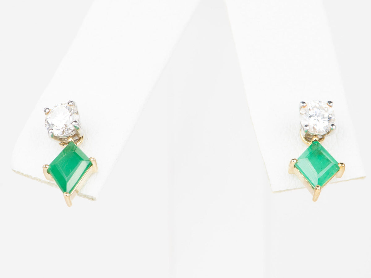 Geometric Emerald Ear Dangle 9K Gold R3119 Aurora Designer