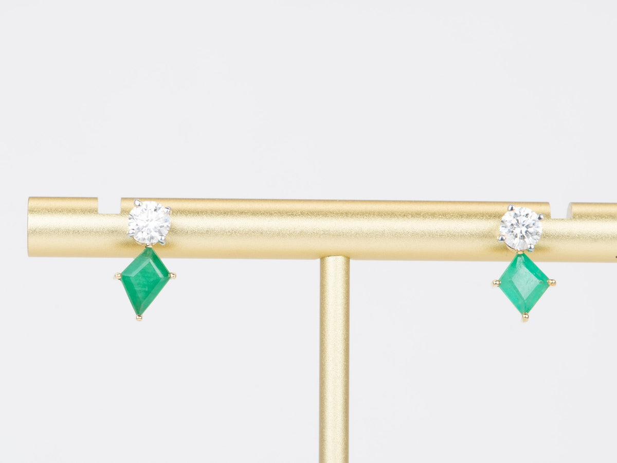 Geometric Emerald Ear Dangle 9K Gold R3119 Aurora Designer