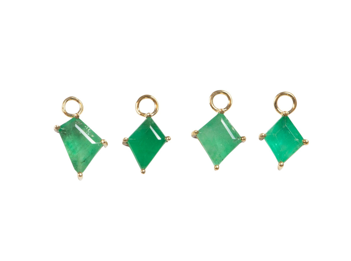 Geometric Emerald Ear Dangle 9K Gold R3119 Aurora Designer