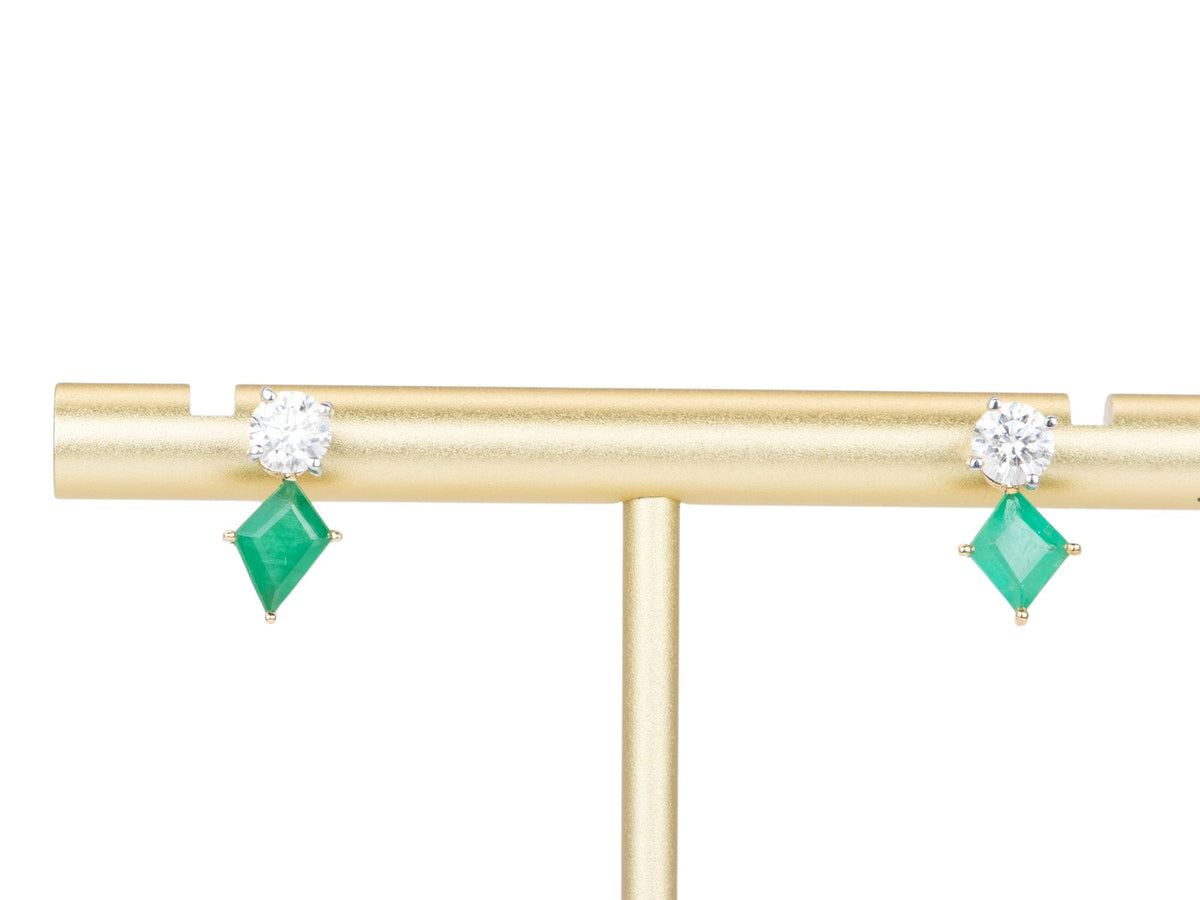 Geometric Emerald Ear Dangle 9K Gold R3119 Aurora Designer