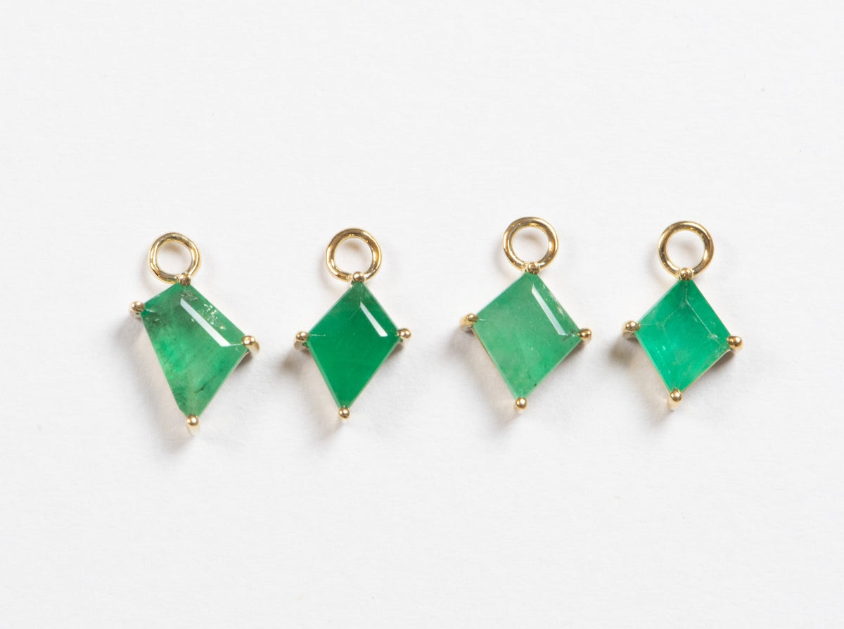 Geometric Emerald Ear Dangle 9K Gold R3119 Aurora Designer