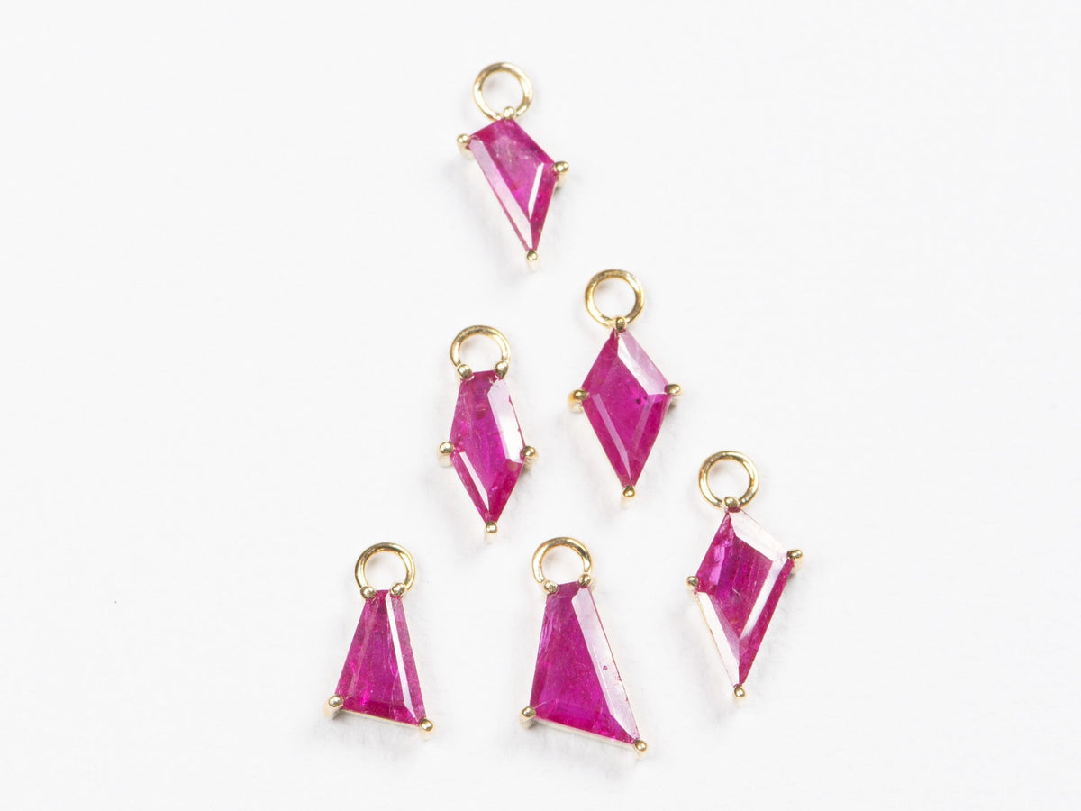 Geometric Ruby Ear Dangle 9K Gold R3120 Aurora Designer
