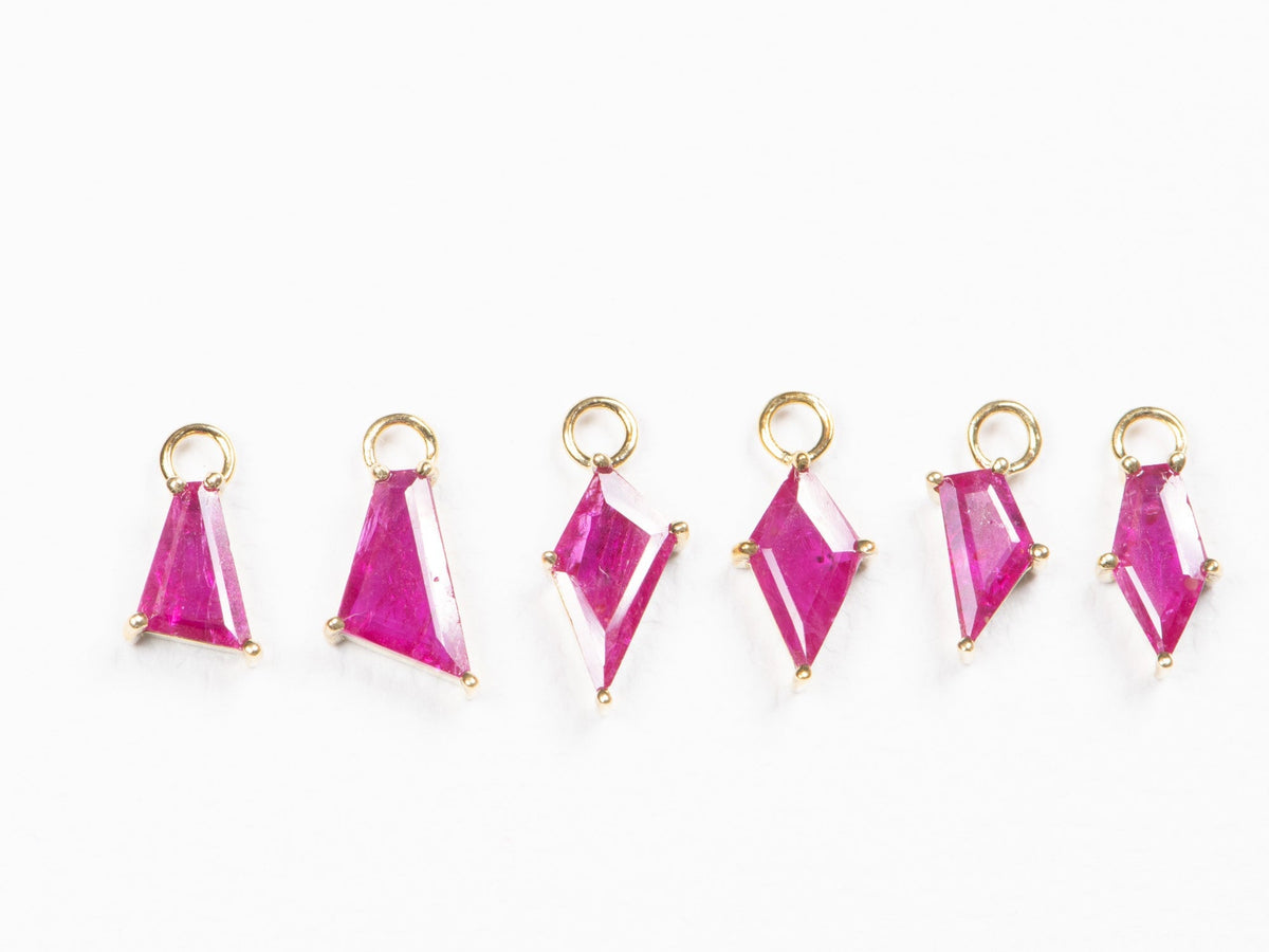 Geometric Ruby Ear Dangle 9K Gold R3120 Aurora Designer