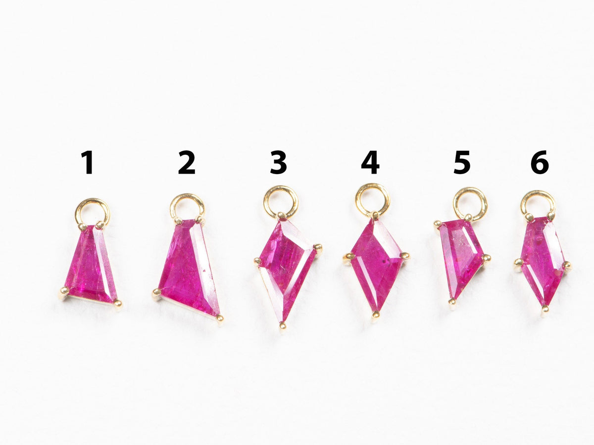 Geometric Ruby Ear Dangle 9K Gold R3120 Aurora Designer