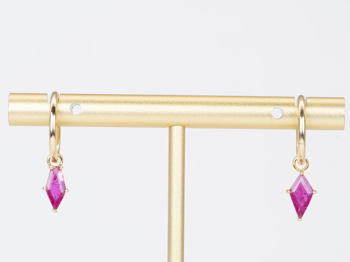 Geometric Ruby Ear Dangle 9K Gold R3120 Aurora Designer