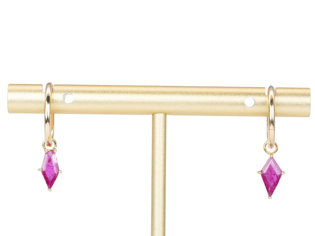 Geometric Ruby Ear Dangle 9K Gold R3120 Aurora Designer