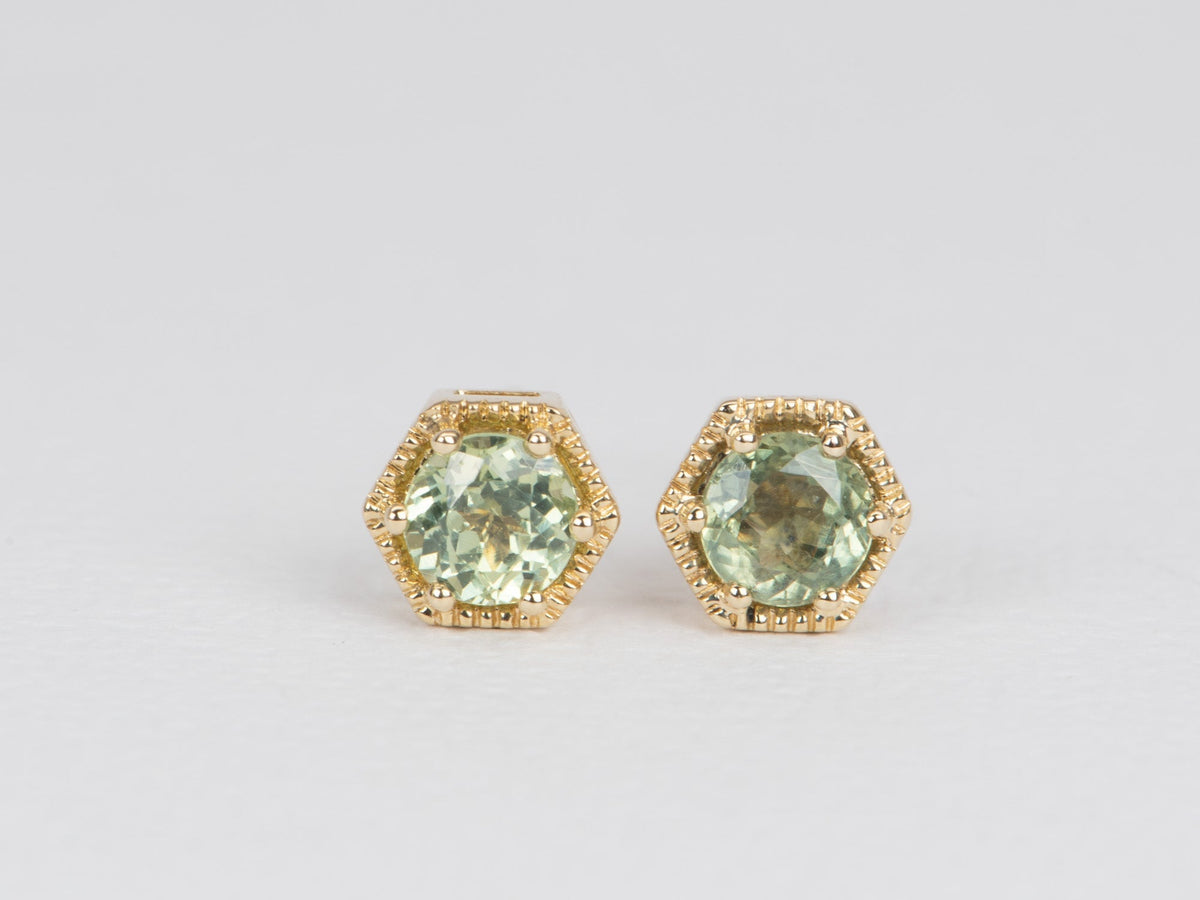 Montana Sapphire Earrings 14K Gold Hexagon Shape R3124 Aurora Designer