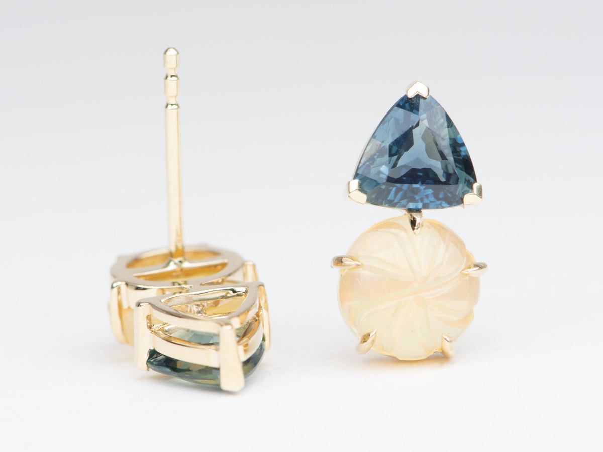 18K Gold Malachite and Mother of Pearl MOP Earrings R3126 Aurora Designer
